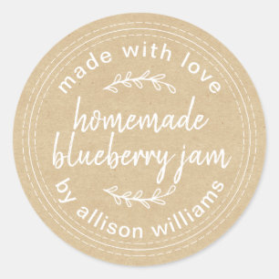 Rustic Homemade Blueberry Jam Canning Kraft Classic Round Sticker