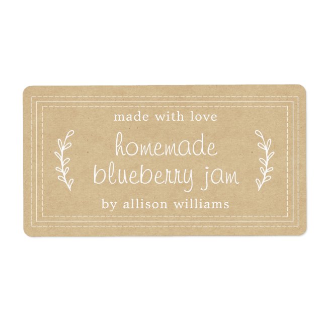 Rustic Homemade Blueberry Jam Canning Kraft Paper (Front)