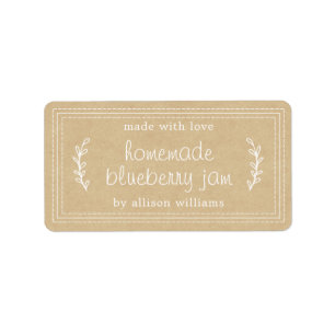 Rustic Homemade Blueberry Jam Canning Kraft Paper Label