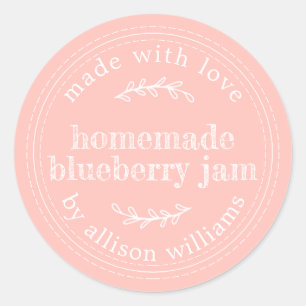 Rustic Homemade Blueberry Jam Canning Pink Classic Round Sticker