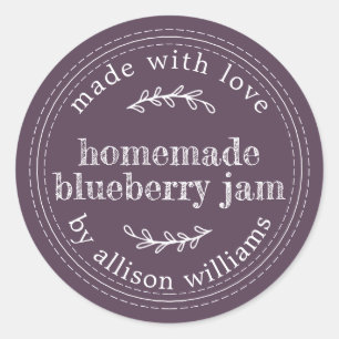 Rustic Homemade Blueberry Jam Canning Purple Classic Round Sticker