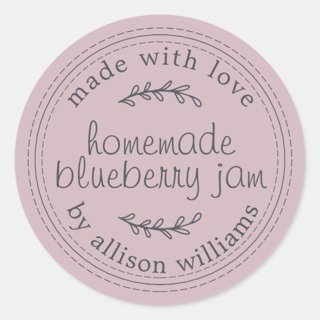Rustic Homemade Blueberry Jam Canning Purple Jar Classic Round Sticker (Front)