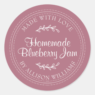 Rustic Homemade Blueberry Jam Canning Purple Jar Classic Round Sticker