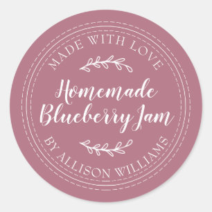 Rustic Homemade Blueberry Jam Canning Purple Jar  Classic Round Sticker