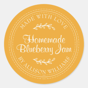 Rustic Homemade Blueberry Jam Canning Yellow Classic Round Sticker