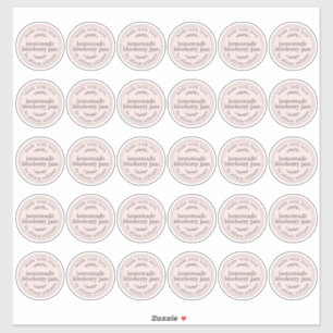 Rustic Homemade Blueberry Jam Pastel Pink 2 inch