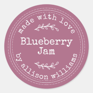 Rustic Homemade Blueberry Jam Purple Classic Round Sticker