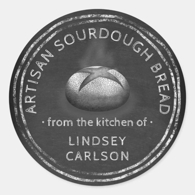 Rustic homemade bread baker chalkboard  classic round sticker (Front)