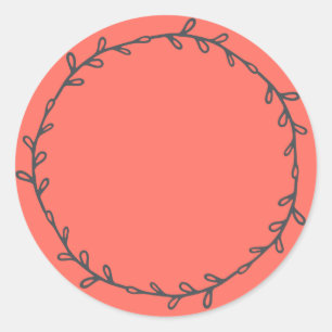 Rustic Homemade Bright Coral Write On Classic Round Sticker