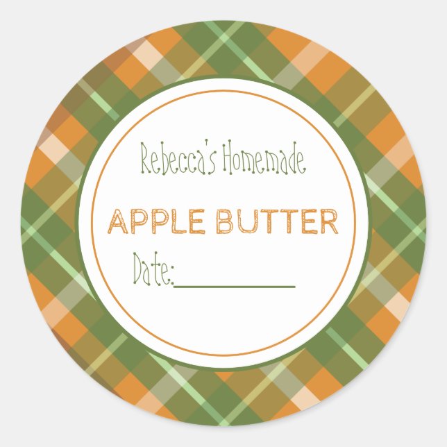 Rustic Homemade Canning Label | Fall Autumn Plaid (Front)