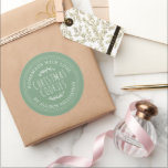 Rustic Homemade Christmas Cookies Green Classic Round Sticker<br><div class="desc">Rustic and modern homemade baked goods sticker with the text homemade with love, christmas cookies and your name in stylish typography on a mineral green background. Simply add your name and the product name to the label. Exclusively designed for you by Happy Dolphin Studio. If you need any help or...</div>