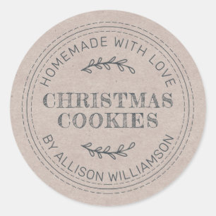 Rustic Homemade Christmas Cookies Kraft Paper Classic Round Sticker