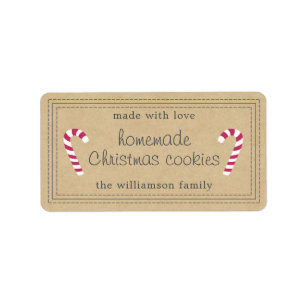Rustic Homemade Christmas cookies Kraft Paper Label