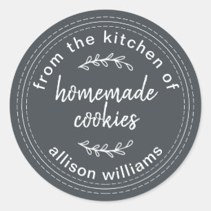 Rustic Homemade Cookies From the Kitchen of Black Classic Round Sticker
