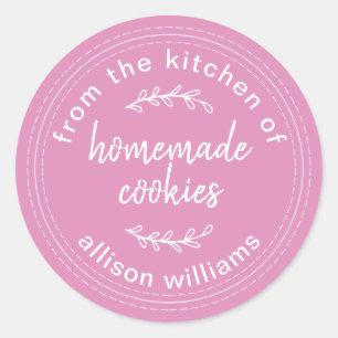 Rustic Homemade Cookies Fuchsia Pink Classic Round Sticker