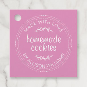 Rustic Homemade Cookies Fuchsia Pink Favour Tags