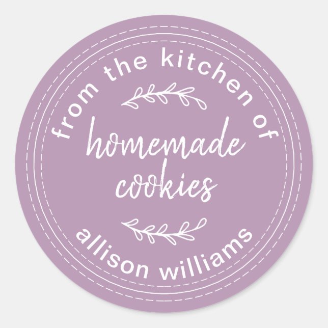 Rustic Homemade Cookies Lavender  Classic Round Sticker (Front)