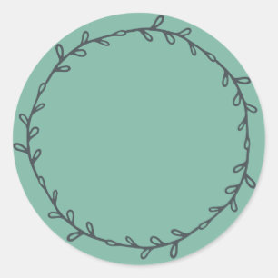 Rustic Homemade Dusty Jade Green Write On Classic Round Sticker
