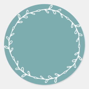 Rustic Homemade Dusty Turquoise Write On Classic Round Sticker