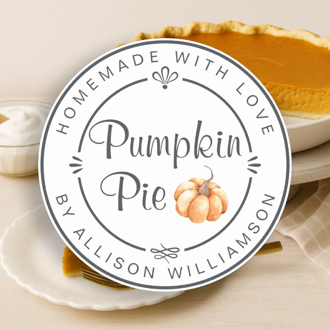 Rustic Homemade Fall Pumpkin Pie Classic Round Sticker (Creator Uploaded)