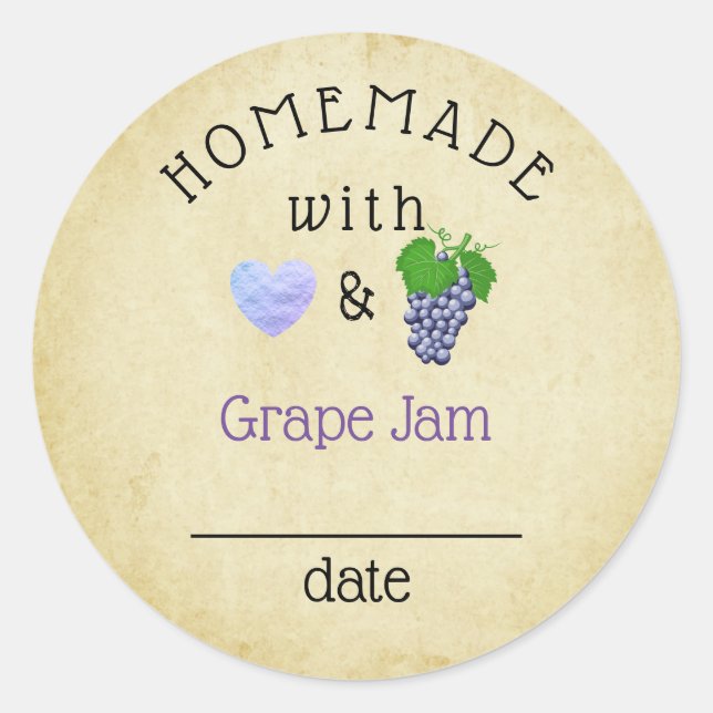 Rustic Homemade Grape Juice Jam or Jelly  Label (Front)