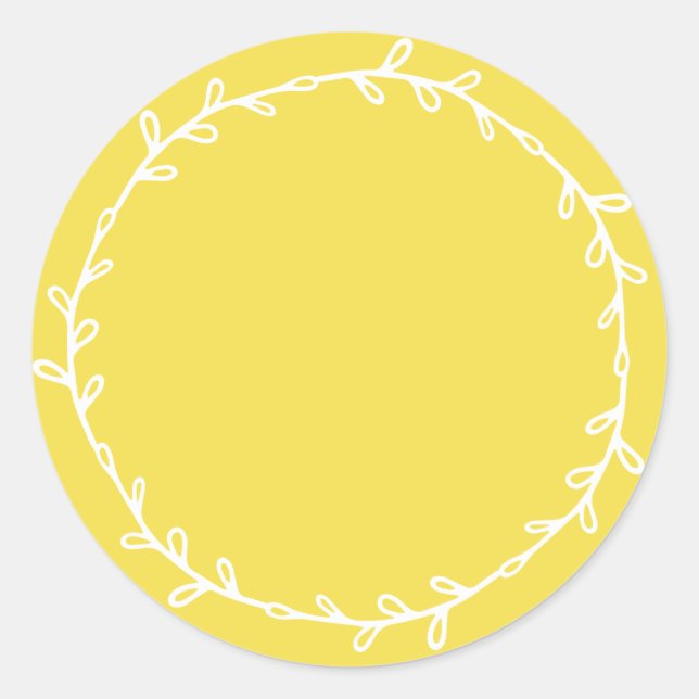 Rustic Homemade Illuminating Yellow Write On Classic Round Sticker (Front)