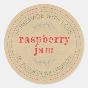 Rustic Homemade Jam Can Kraft Paper Jar Classic Round Sticker