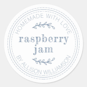Rustic Homemade Jam Can Vintage Blue Jar Classic Round Sticker