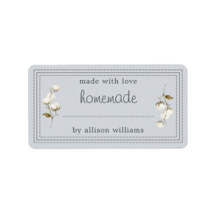 Rustic Homemade Label Cotton Sprig Blue