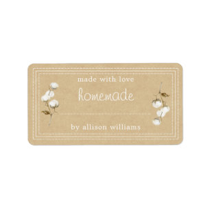 Rustic Homemade Label Cotton Sprig Kraft Paper
