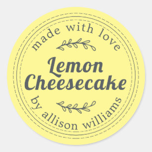 Rustic Homemade Lemon Cheesecake Yellow Classic Round Sticker