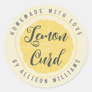 Rustic Homemade Lemon Curd Yellow  Classic Round Sticker
