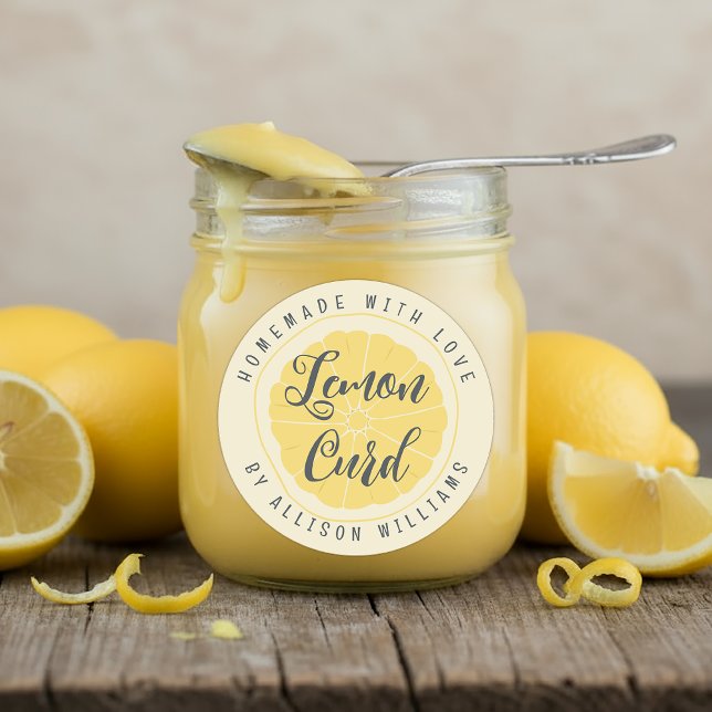 Rustic Homemade Lemon Curd Yellow  Classic Round Sticker (Creator Uploaded)