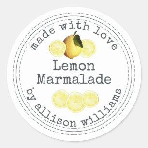 Rustic Homemade Lemon Marmalade White Classic Round Sticker