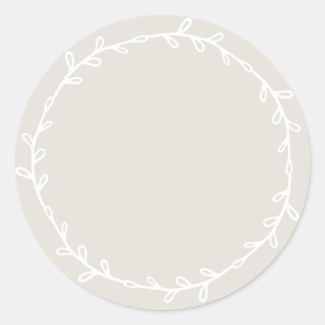 Rustic Homemade Light Grey Write On Classic Round Sticker (Front)