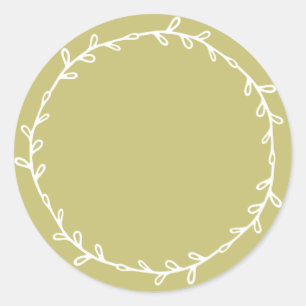 Rustic Homemade Olive Green Write On Classic Round Sticker