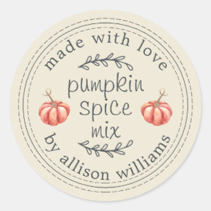 Rustic Homemade Pumpkin Spice Mix Antique White Classic Round Sticker