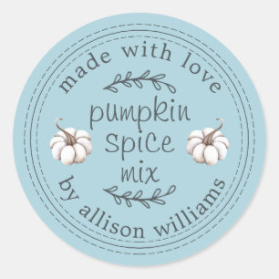 Rustic Homemade Pumpkin Spice Mix Blue Classic Round Sticker