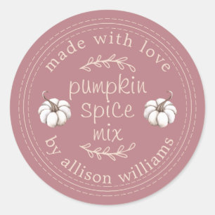 Rustic Homemade Pumpkin Spice Mix Dusty Rose Classic Round Sticker