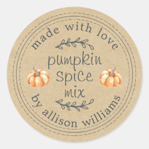 Rustic Homemade Pumpkin Spice Mix Kraft Paper Classic Round Sticker