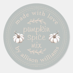 Rustic Homemade Pumpkin Spice Mix Storm Grey Classic Round Sticker