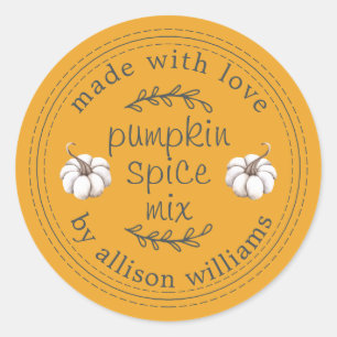 Rustic Homemade Pumpkin Spice Mix Yellow Classic Round Sticker