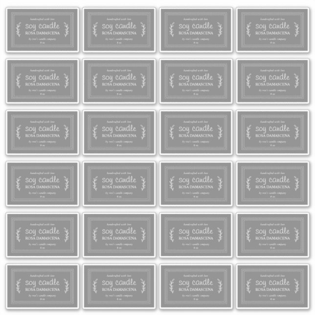 Rustic Homemade Soy Candle Labels 24x Dark Grey (Front)