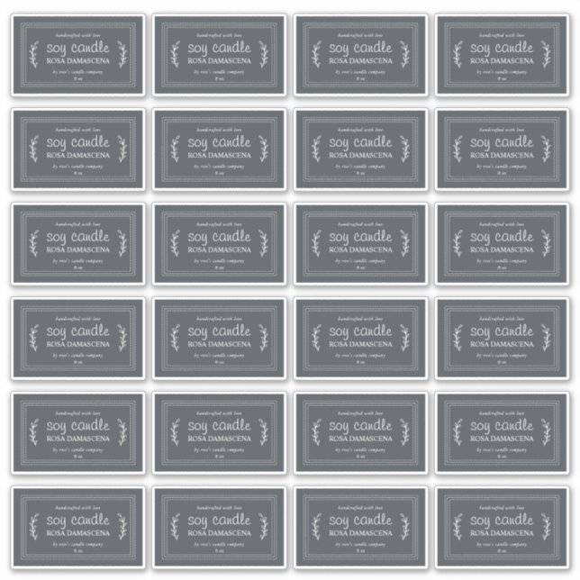 Rustic Homemade Soy Candle Labels 24x Off-Black (Front)