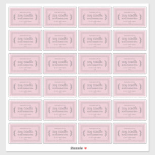 Rustic Homemade Soy Candle Labels 24x Parfait Pink