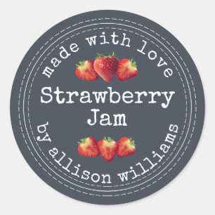 Rustic Homemade Strawberry Jam Classic Round Stick Sticker