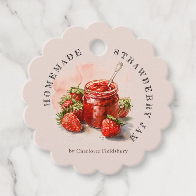 Rustic Homemade Strawberry Jam Custom Hang Tag (Front)