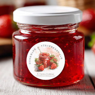 Rustic Homemade Strawberry Jam Jar Canning Label