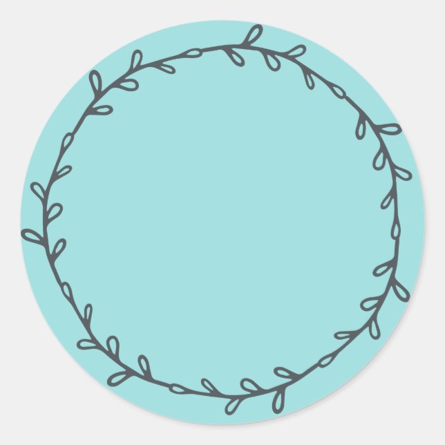 Rustic Homemade Turquoise Blue Write On Classic Round Sticker (Front)