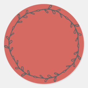 Rustic Homemade Warm Red Write On Classic Round Sticker